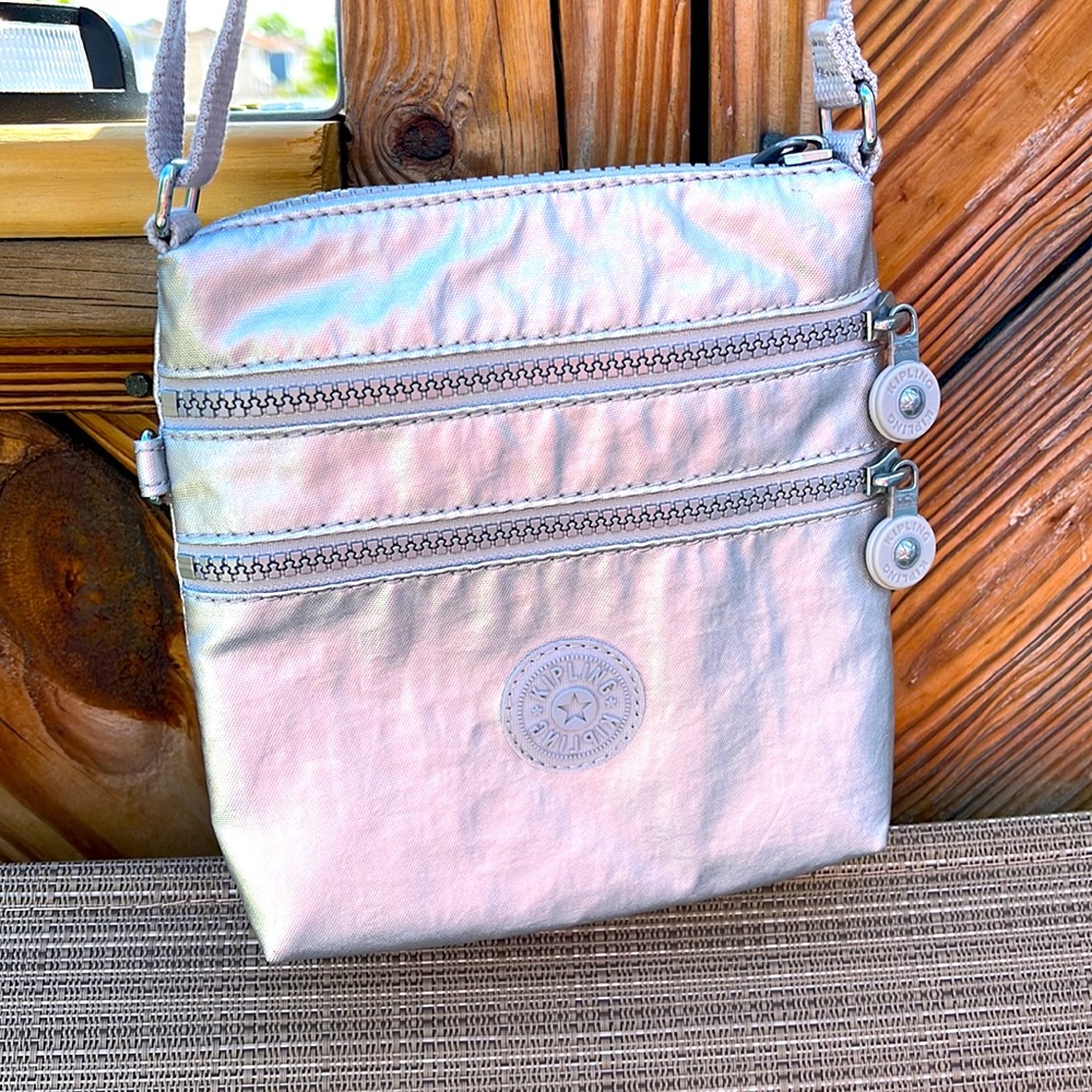 Kipling Alvar Mini Silver Metallic Crossbody Bag … - image 3